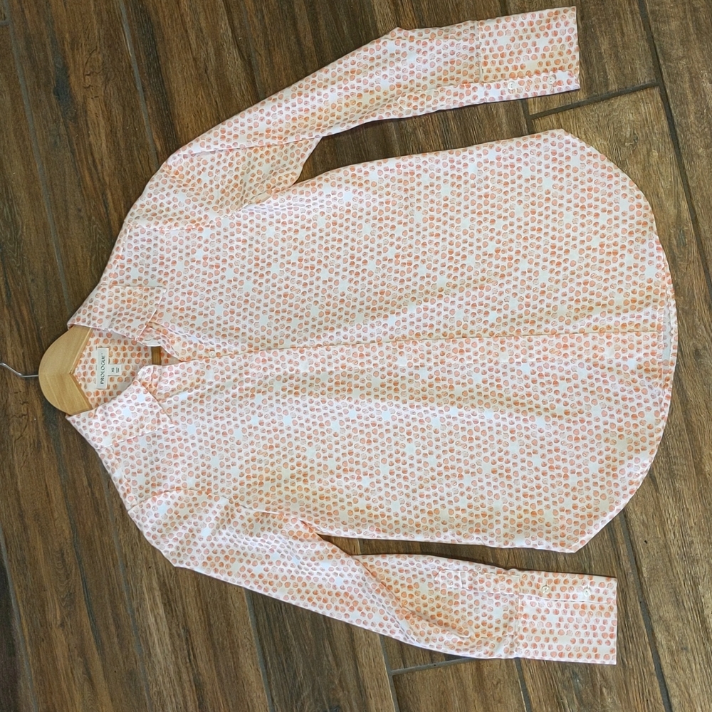 Prologue Orange and White Button Down Shirt